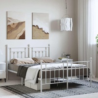 Metal Bed Frame without Mattress with Footboard White 150x200 cm
