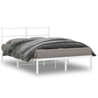 Metal Bed Frame without Mattress with Headboard White 135x190 cm