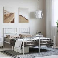 Metal Bed Frame without Mattress with Footboard White 150x200 cm