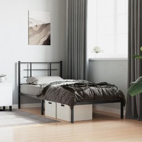 Metal Bed Frame without Mattress with Headboard Black 90x190 cm