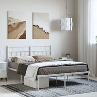 Metal Bed Frame without Mattress with Headboard White 150x200 cm
