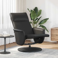 Recliner Chair with Footrest Black Faux Leather