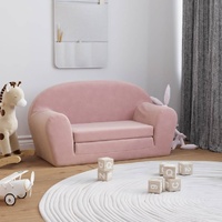 Kids' Sofa Bed 2-Seater Pink Soft Plush