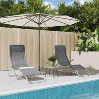 Folding Sun Loungers 2 pcs Grey Textilene and Powder-coated Steel