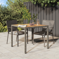 Garden Dining Table Grey 90x90x75 cm Poly Rattan
