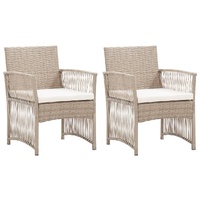 Garden Armchairs with Cushions 2 pcs Beige Poly Rattan