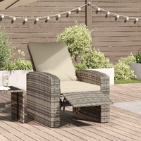 Garden Reclining Chair with Cushions Light Brown Poly Rattan