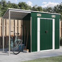 Garden Shed with Extended Roof Green 277x107x181 cm Steel