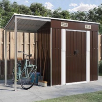 Garden Shed with Extended Roof Brown 277x107x181 cm Steel