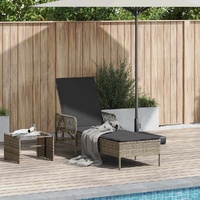 Sun Lounger Grey and Dark Grey 200 x 55 x 92 cm Poly Rattan