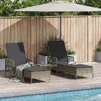 Sun Lounger 3 pcs Grey and Dark Grey 55 x 200 x 92 cm