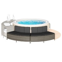 Hot Tub Benches with Cushions 2 pcs Grey Poly Rattan