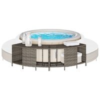 Storage Shelves for Hot Tub 2 pcs Grey Poly Rattan