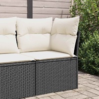 Garden Sofa Corner with Cushions Black Poly Rattan