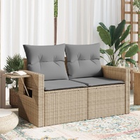 Garden Sofa with Cushions 2-Seater Beige Poly Rattan