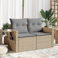 Garden Sofa with Cushions 2-Seater Beige Poly Rattan