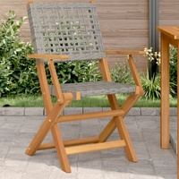 Garden Chairs 2 pcs Grey Solid Wood Acacia and Poly Rattan