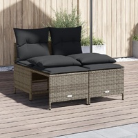 4 Piece Garden Sofa Set with Cushions Grey Poly Rattan