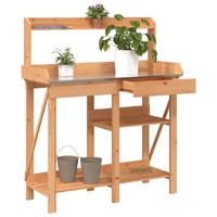 Potting Bench with Shelves Brown Solid Wood Fir