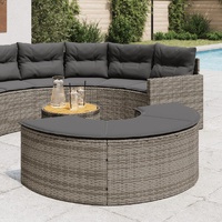 Garden Footstool with Cushion Grey Poly Rattan