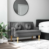 Bench with Cushions Dark Grey 113x64.5x75.5 cm Fabric