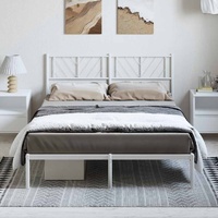 Metal Bed Frame without Mattress with Headboard White 150x200 cm