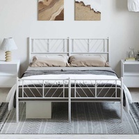 Metal Bed Frame without Mattress with Footboard White 150x200 cm
