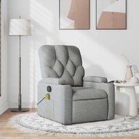 Massage Recliner Chair Light Grey Fabric