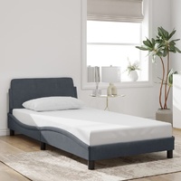 Bed Frame "Dover" Dark Grey 107x203 cm King Single Velvet