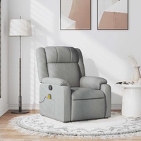 Massage Recliner Chair Light Grey Fabric