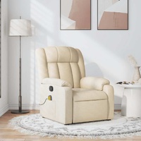 Massage Recliner Chair Cream Fabric