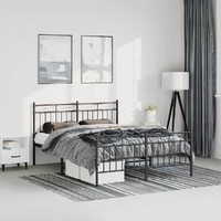 Metal Bed Frame without Mattress with Footboard Black 135x190 cm