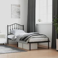 Metal Bed Frame without Mattress with Headboard Black 90x190 cm