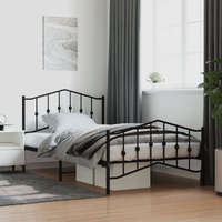 Metal Bed Frame without Mattress with Footboard Black 107x203 cm King Single