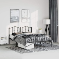 Metal Bed Frame without Mattress with Footboard Black 150x200 cm