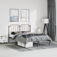 Metal Bed Frame without Mattress with Headboard Black 150x200 cm