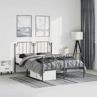 Metal Bed Frame without Mattress with Footboard Black 135x190 cm
