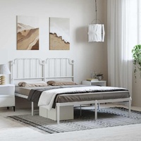 Metal Bed Frame without Mattress with Headboard White 150x200 cm
