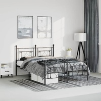 Metal Bed Frame without Mattress with Footboard Black 150x200 cm