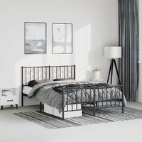 Metal Bed Frame without Mattress with Footboard Black 150x200 cm