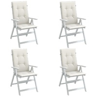 Highback Chair Cushions 4 pcs Melange Cream 120x50x4 cm Fabric