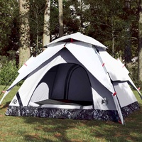 Camping Tent Dome 4-Person White Blackout Fabric Quick Release