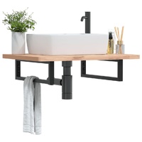 Shelf Brackets for Washbasin 2 pcs Black Rectangular Steel
