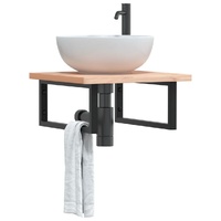 Shelf Brackets for Washbasin 2 pcs Black Rectangular Steel