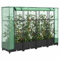 Raised Bed with Greenhouse Cover Rattan Look 160x40x123 cm