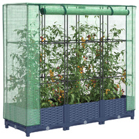 Raised Bed with Greenhouse Cover Rattan Look 120x40x123 cm