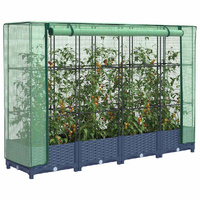 Raised Bed with Greenhouse Cover Rattan Look 160x40x123 cm