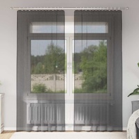 Voile Curtains with Rod Pockets 2 pcs Black