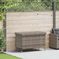 Garden Storage Box with Wheels Grey 110x55x73 cm Poly Rattan