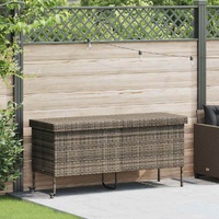 Garden Storage Box with Wheels Grey 160x55x75 cm Poly Rattan